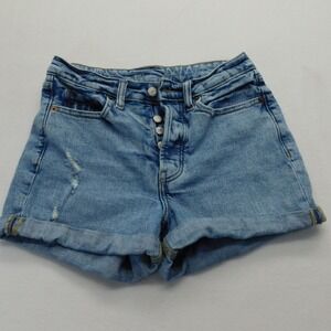 Old Navy Denim Shorts Womens 6 Blue OG Straight Button Fly High Rise Distressed